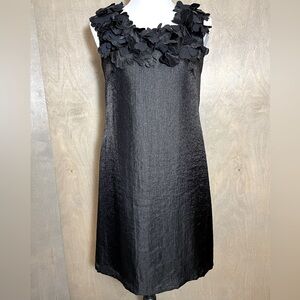 London Times Vintage Black A-Line Floral Appliqué Cocktail Dress 6